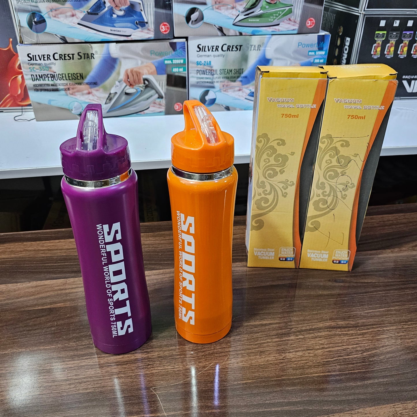 Lot Imported 750ml Sports Bottle Orange & Purple