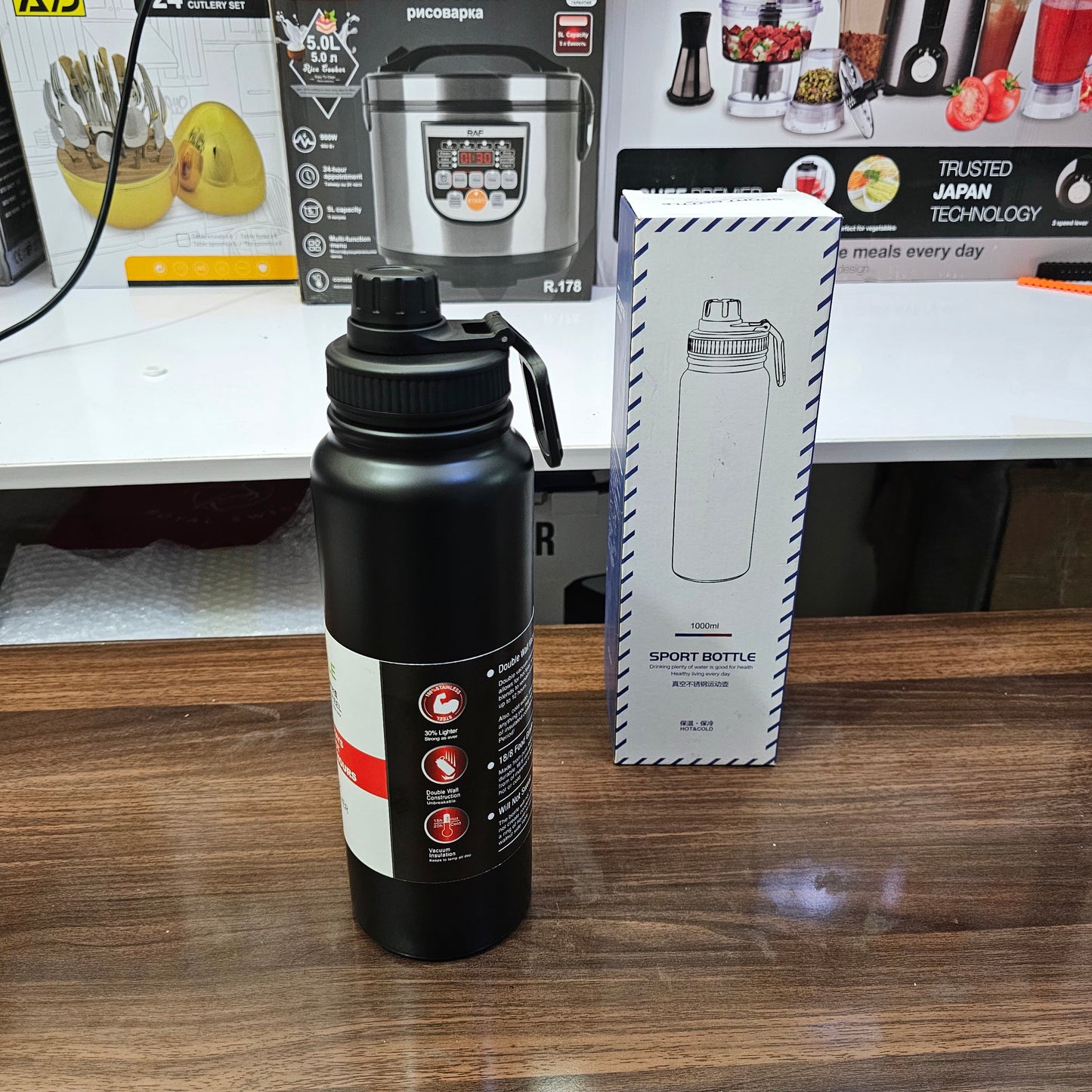 Hong Kong Lot Imported 1000ml Stainless Steel Sport Bottle