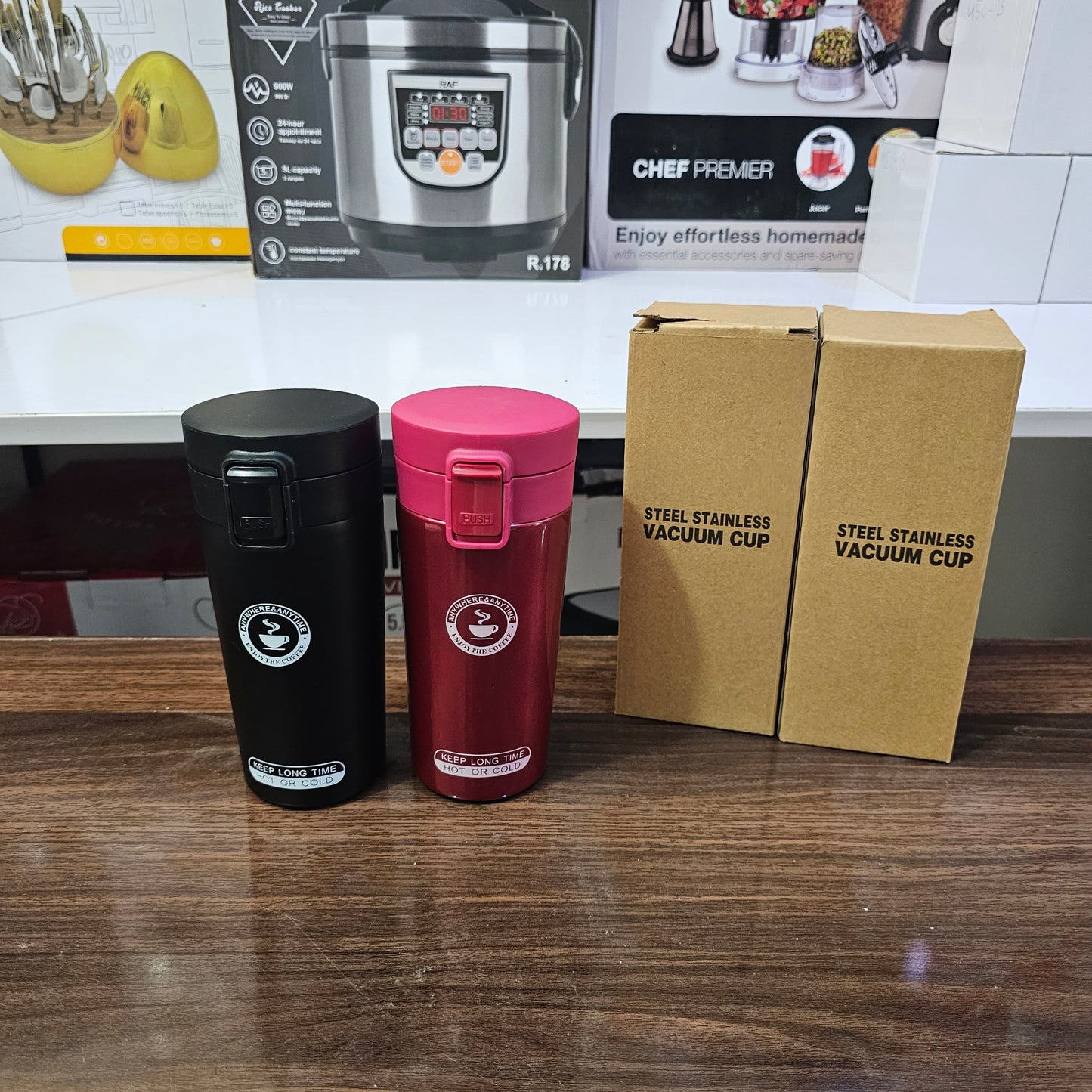 Lot Imported Black & Maroon 350ml Vacuum Tumbler