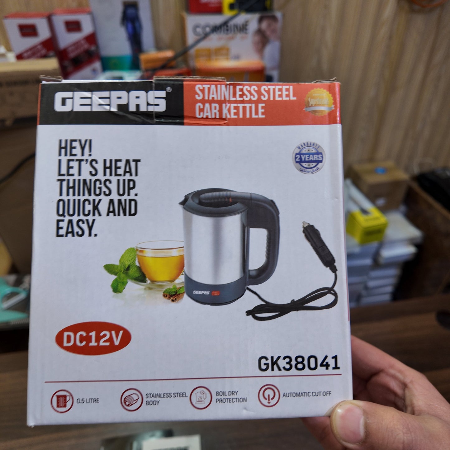 Geepas Stainless Steel Car Kettle GK38041