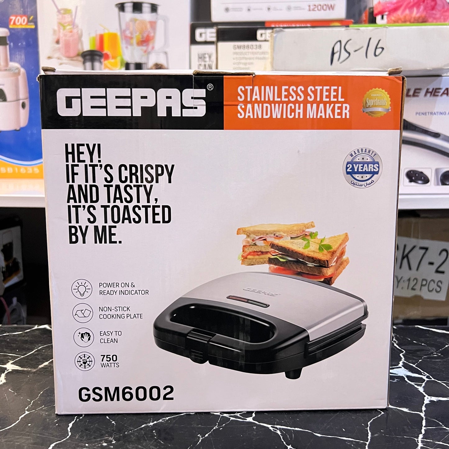 Geepas Stainless Steel Sandwich Maker GSM6002