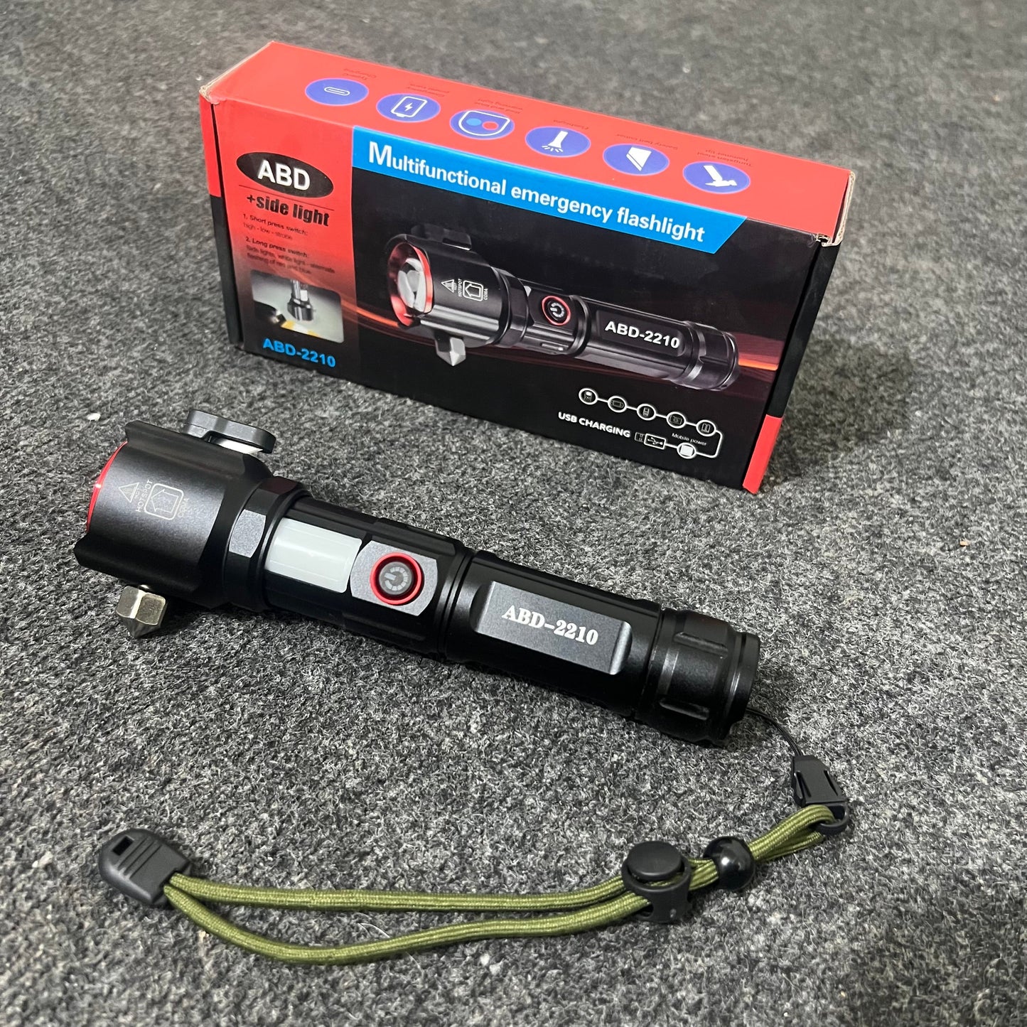 Lot Imported 5-in-1 Rechargeable Flashlight & Power Bank - 1KM Range