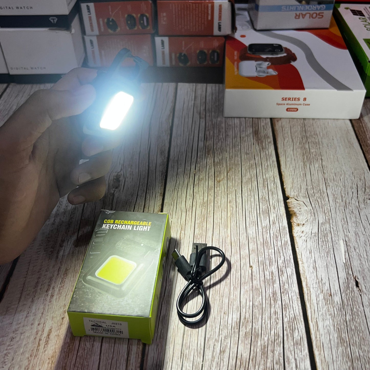 Lot Imported Rechargeable Cob Light Keychain