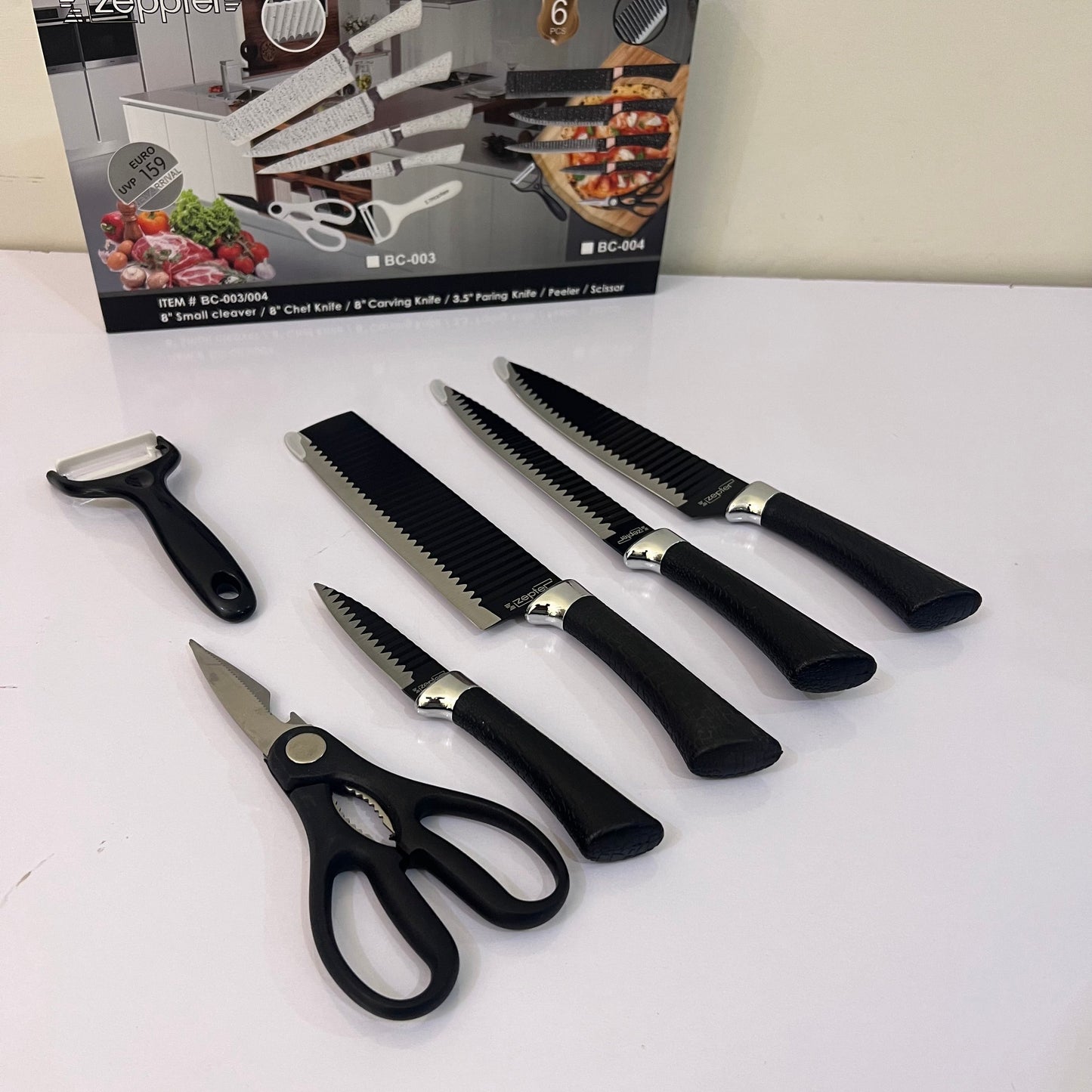 Zepter 6 in 1 Kitchen knives set with peeler & Scissor - Made for Europe - Poland Lot Import