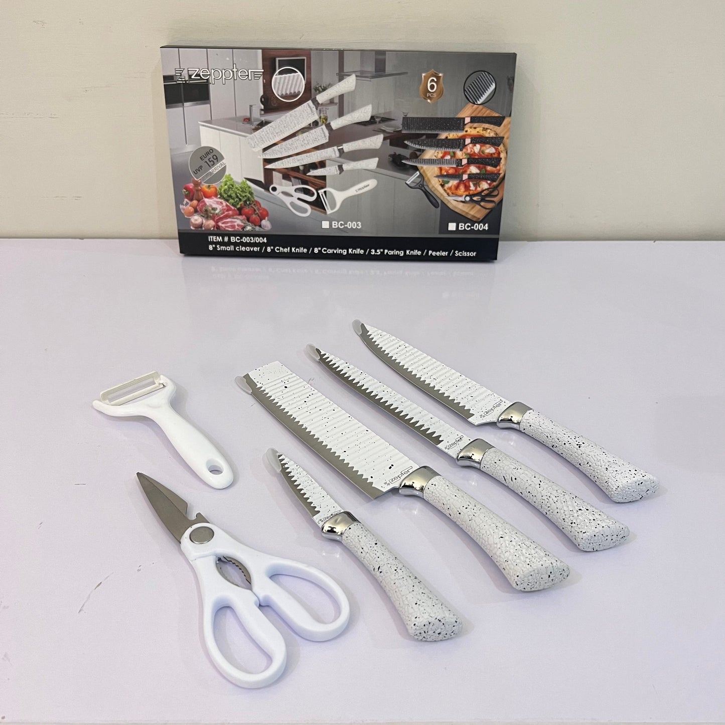 Zepter 6 in 1 Kitchen knives set with peeler & Scissor - Made for Europe - Poland Lot Import