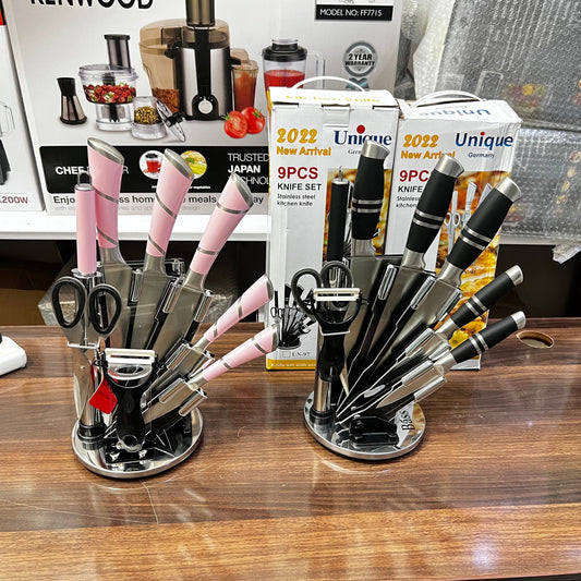 Lot Imported Unique 9 Piece Kitchen Knife Set