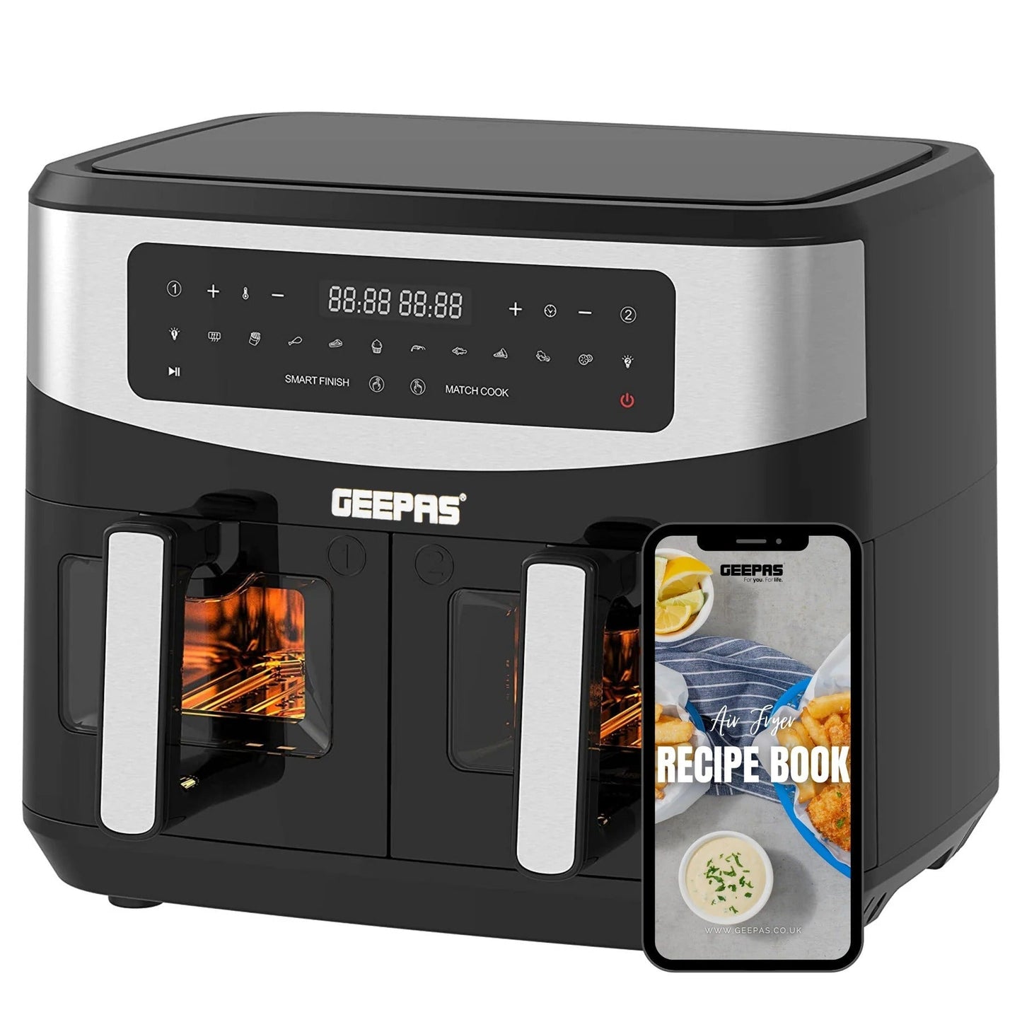 Geepas 9L Dual Basket Digital Air Fryer